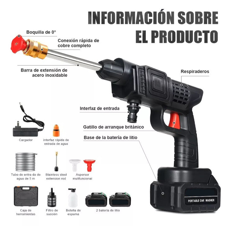 HIDROLAVADORA INALAMBRICA DE ALTA PRESION CON DOS BATERIAS + MALETIN GRATIS